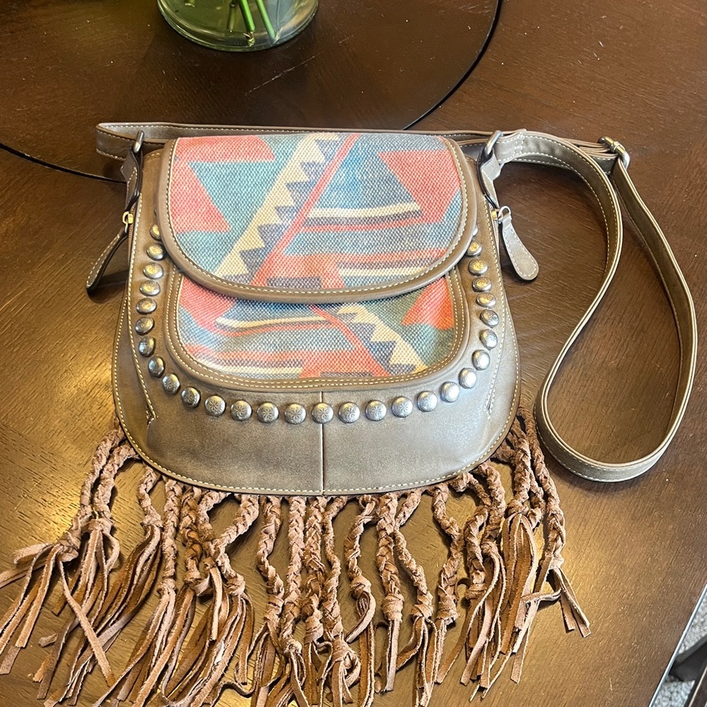 Blazin Roxx Tribal Crossbody Bag - Brown and Multicolor